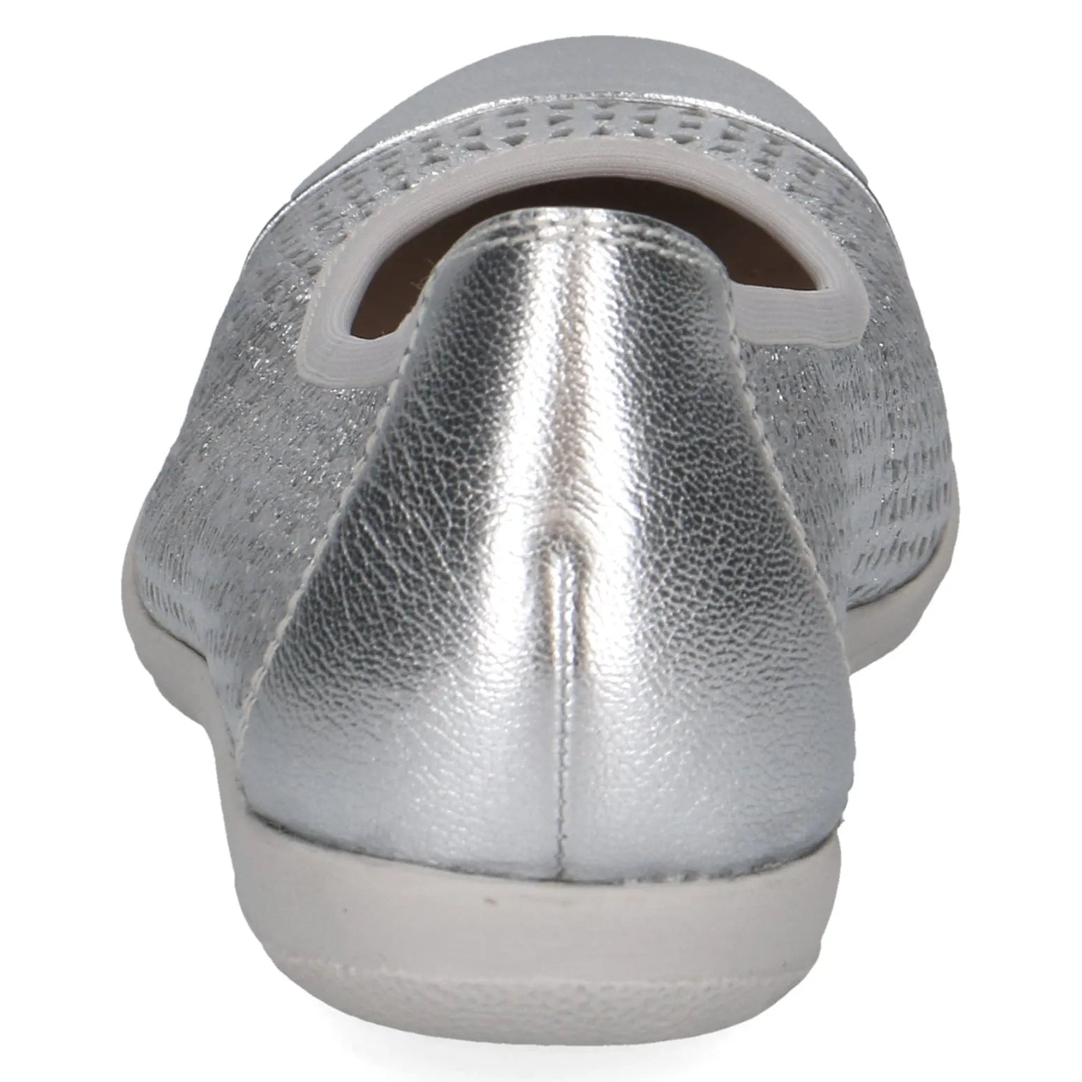 Silver leather slip-on shoes for women, Caprice 9-22151-42 941 Vivian, stylish and comfortable footwear.