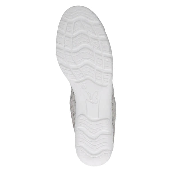 Off-white silver leather slip-on shoes with a textured sole, designed for women, size 37.