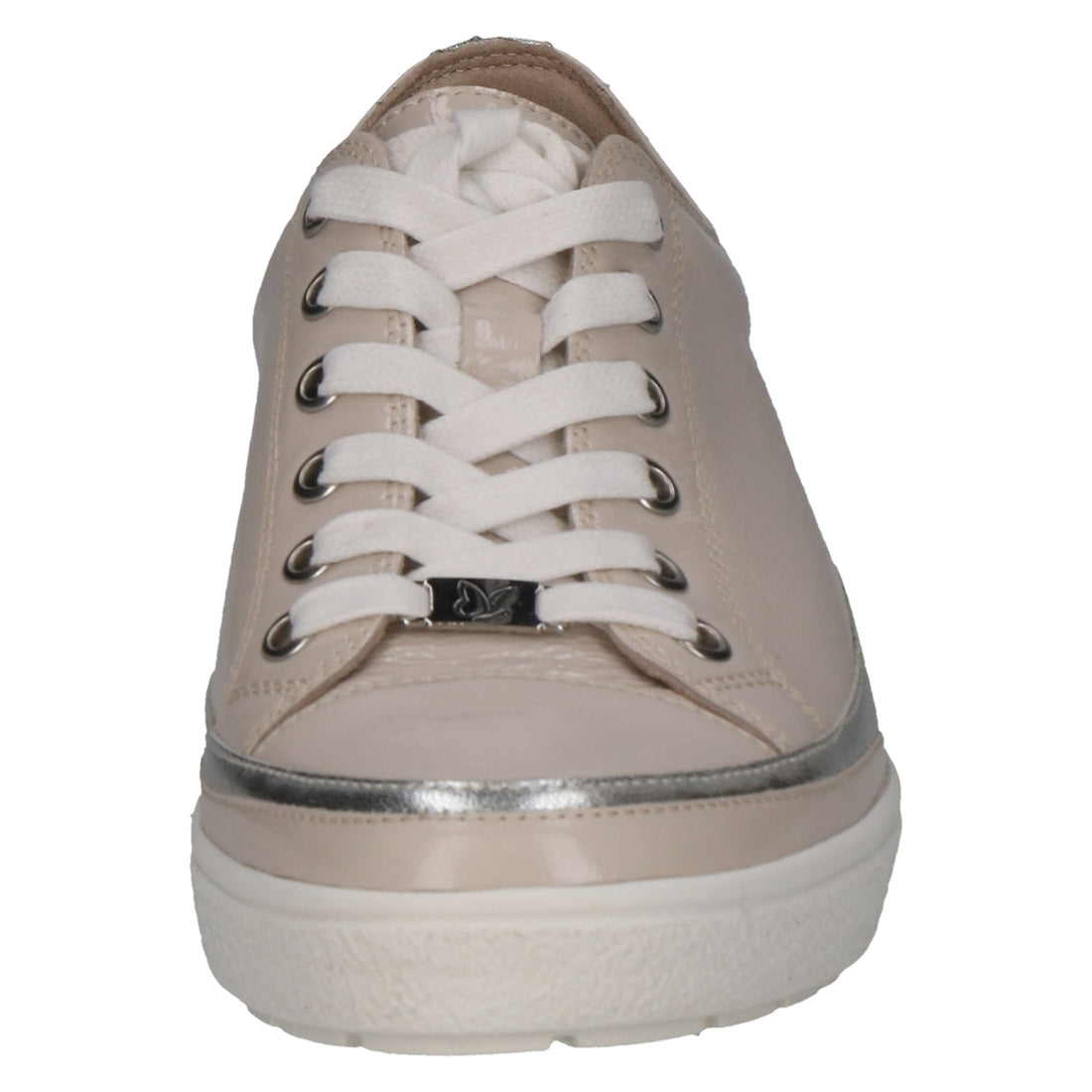 Caprice ladies snow combination leather lace-up trainers with white laces and metallic accents.