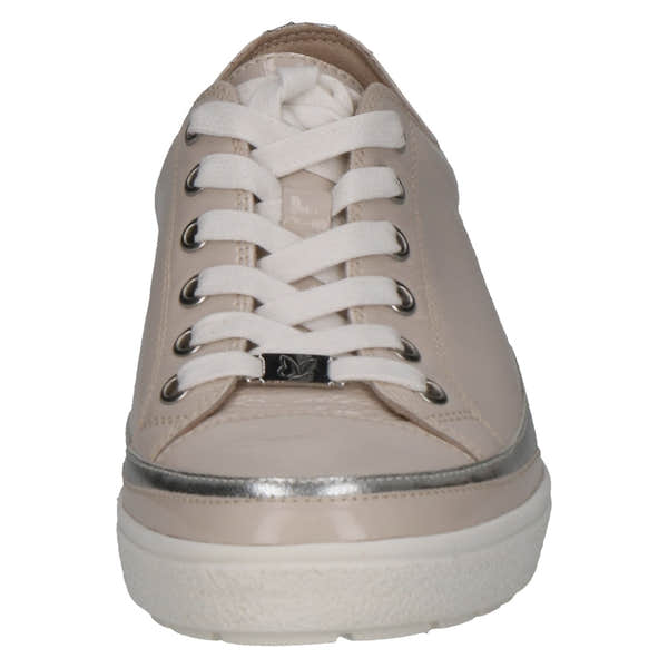Caprice ladies snow combination leather lace-up trainers with white laces and metallic accents.