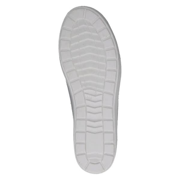 Off-white and silver leather lace-up shoes with a rubber sole, designed for women, featuring a sleek, polished style.