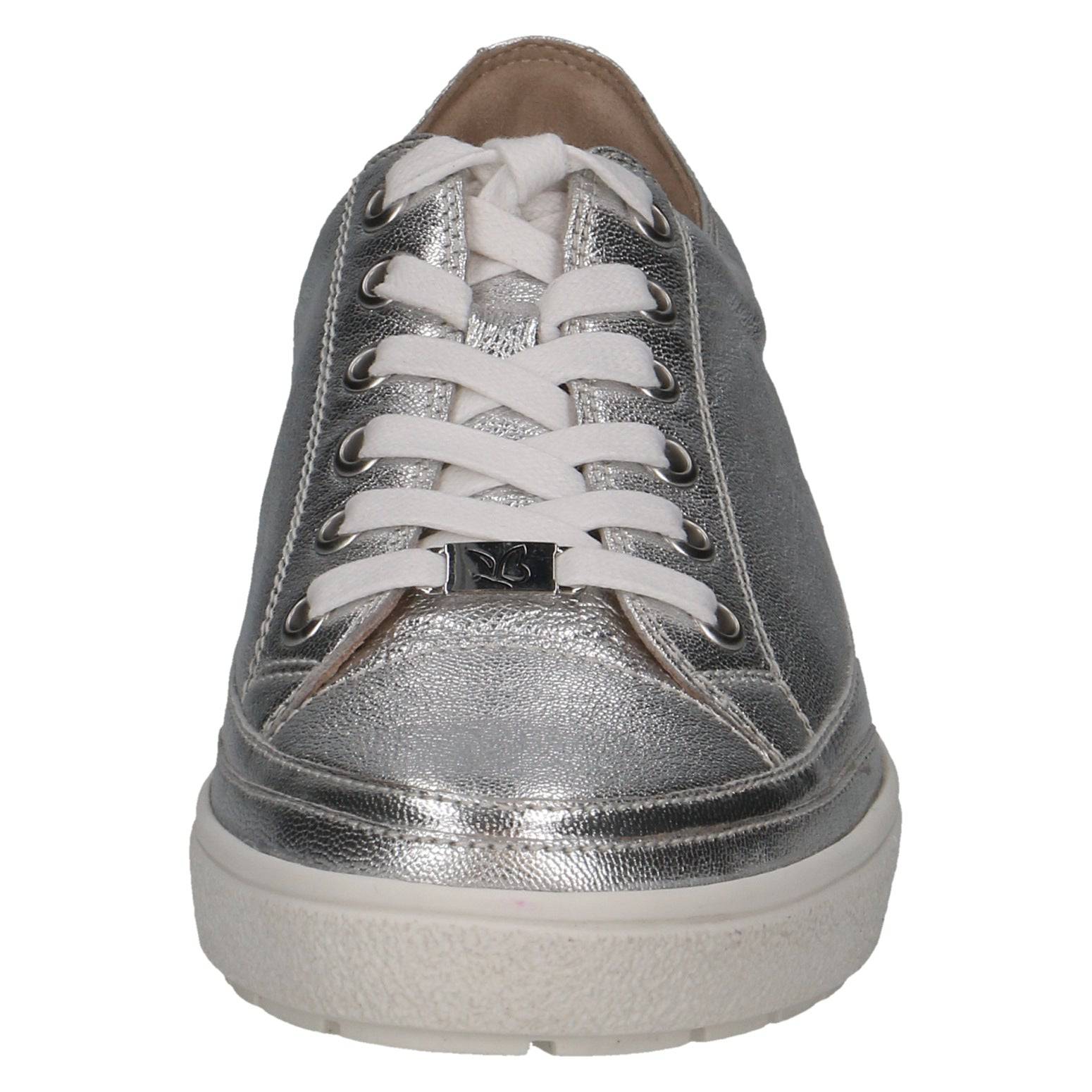 Caprice 9-23654-42 920 Ladies Silver Leather Lace Up Shoes-elevate your sole