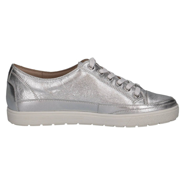 Caprice 9-23654-42 920 Ladies Silver Leather Lace Up Shoes-elevate your sole