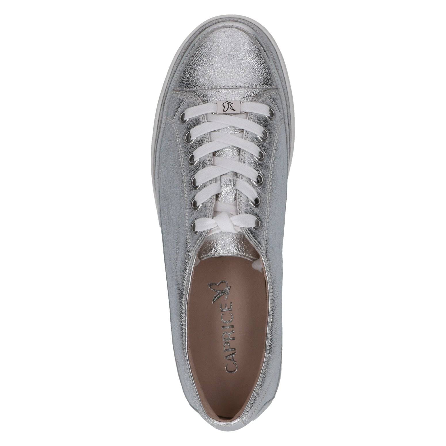 Caprice 9-23654-42 920 Ladies Silver Leather Lace Up Shoes-elevate your sole