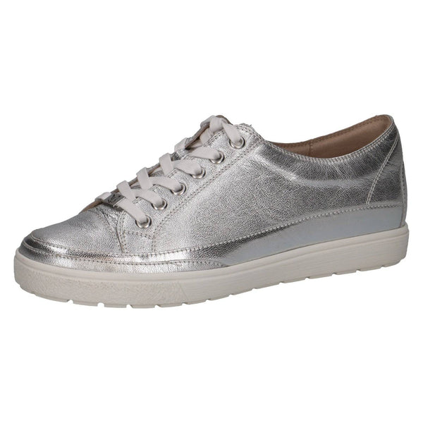 Caprice 9-23654-42 920 Ladies Silver Leather Lace Up Shoes-elevate your sole