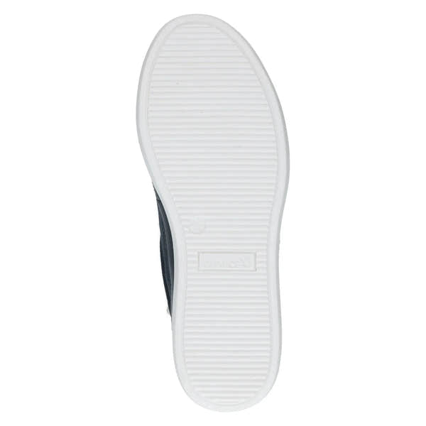 Caprice 9-23706-44 880 women's ocean-colored leather lace-up trainers with white rubber soles.