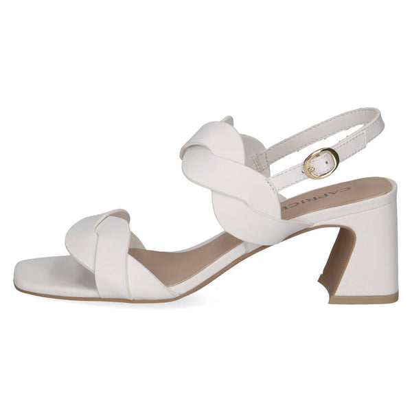 Caprice 9-28317-42 102 Ladies White Leather Buckle Sandals-elevate your sole