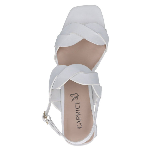 Caprice 9-28317-42 102 Ladies White Leather Buckle Sandals-elevate your sole
