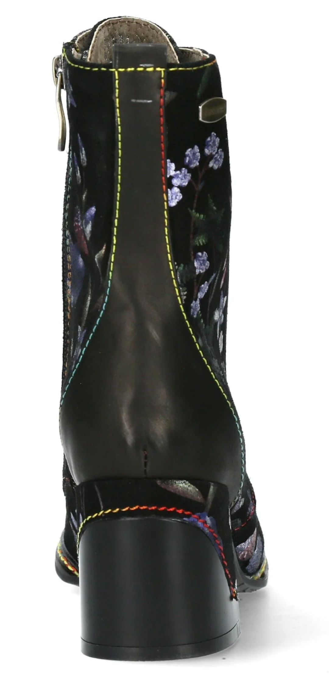 Laura Vita Komalo 24 Ladies Blue Leather & Textile Zip & Lace Ankle Boots