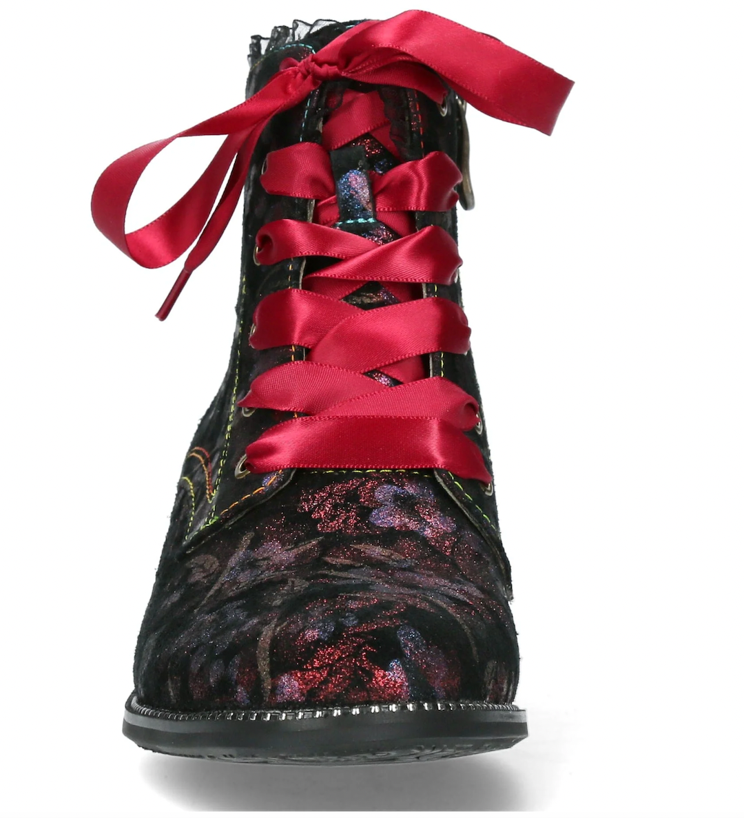 Laura Vita Emcmao 05 Ladies Cerise Leather Zip & Lace Ankle Boots