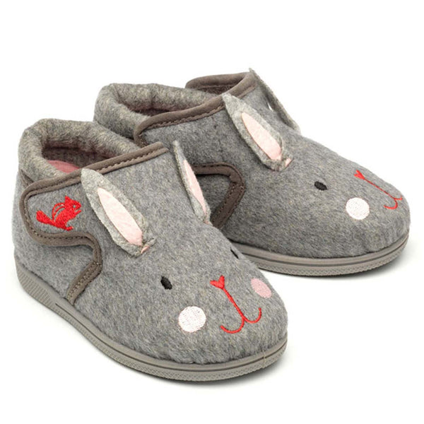 Chipmunk Katie Childrens Grey Bunny Slippers - elevate your sole