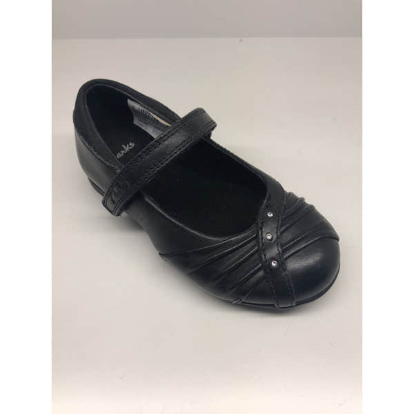 Clarks Dolly Shy Girls Black Leather Shoes - elevate your sole