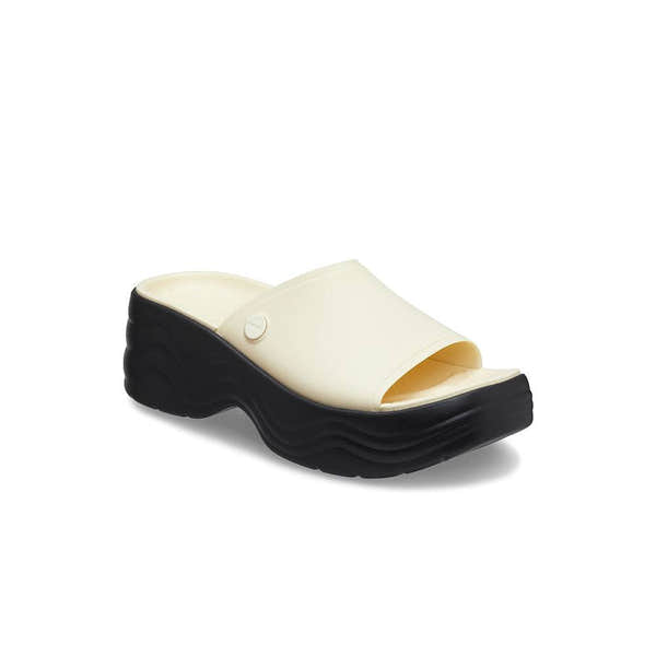 Crocs Skyline Slide 208182-1LG Ladies Vanilla And Black Slider Sandals-elevate your sole