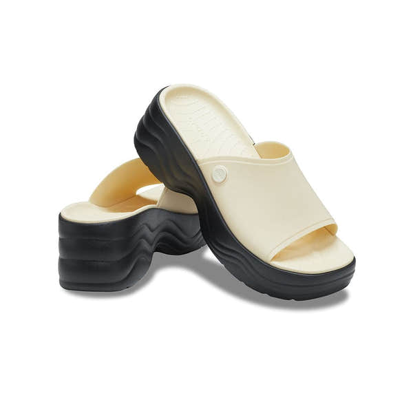 Crocs Skyline Slide 208182-1LG Ladies Vanilla And Black Slider Sandals-elevate your sole