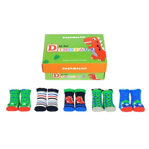 Cucamelon Dippy The Dinosaur Socks Box-elevate your sole