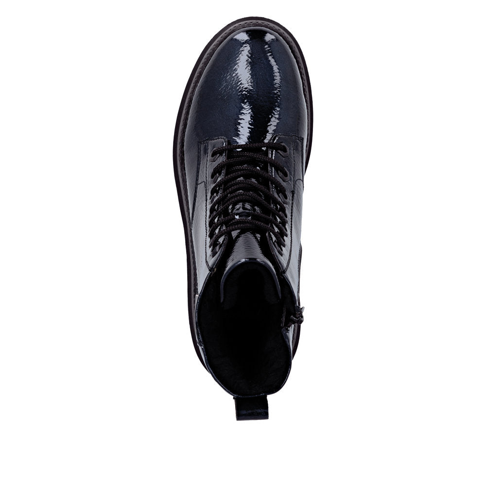 Remonte D0C82-14 Ladies Wide Navy Water Resistant Vegan Zip & Lace Ankle Boots