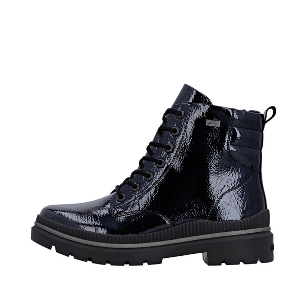 Remonte D0C82-14 Ladies Wide Navy Water Resistant Vegan Zip & Lace Ankle Boots