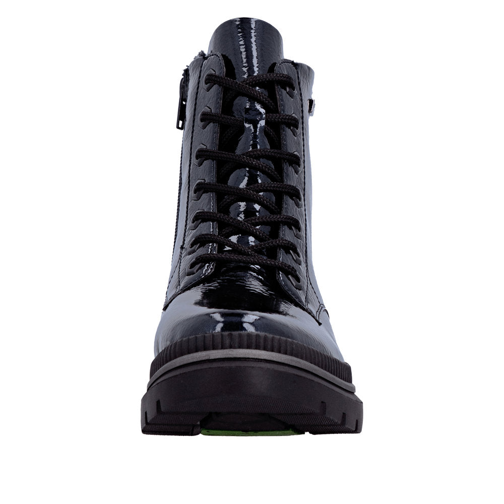 Remonte D0C82-14 Ladies Wide Navy Water Resistant Vegan Zip & Lace Ankle Boots