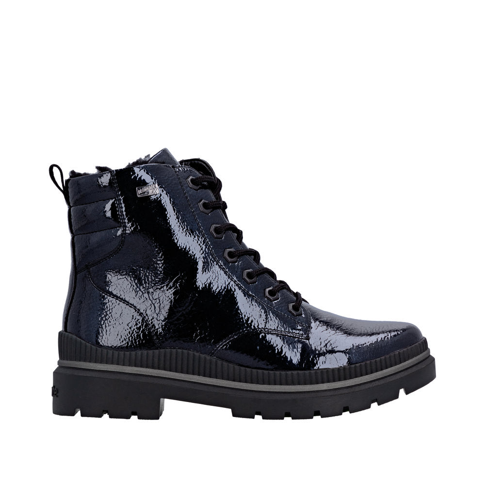 Remonte D0C82-14 Ladies Wide Navy Water Resistant Vegan Zip & Lace Ankle Boots