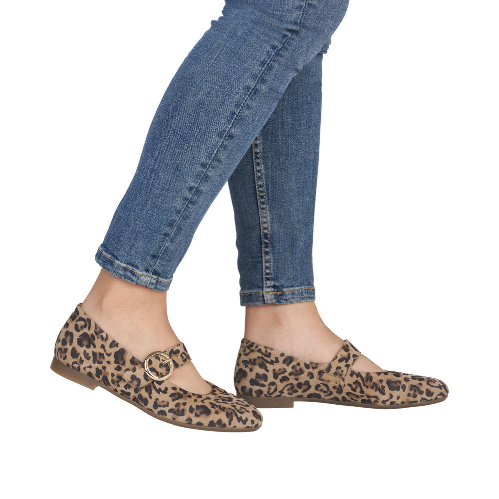 Remonte D0K14-90 Ladies Leopard Suede Touch Fastening Shoes