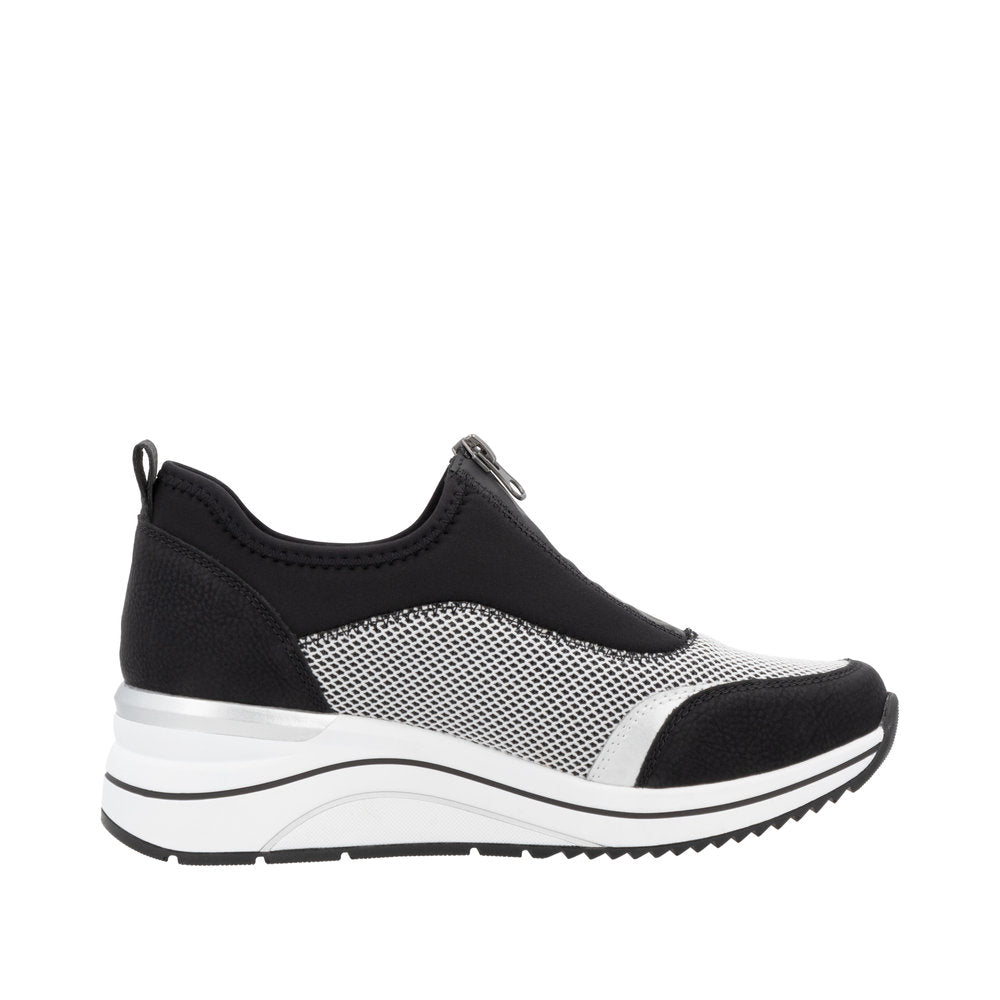 Remonte D0T08-03 Ladies Wide Black/Grey Elasticated Shoes