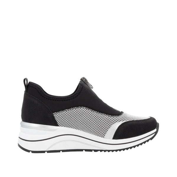 Remonte D0T08-03 Ladies Wide Black/Grey Elasticated Shoes