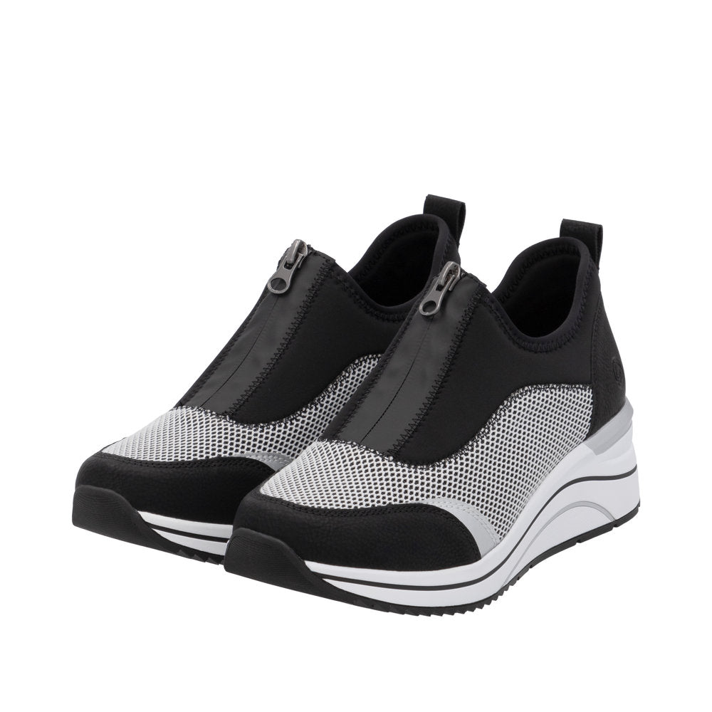 Remonte D0T08-03 Ladies Wide Black/Grey Elasticated Shoes
