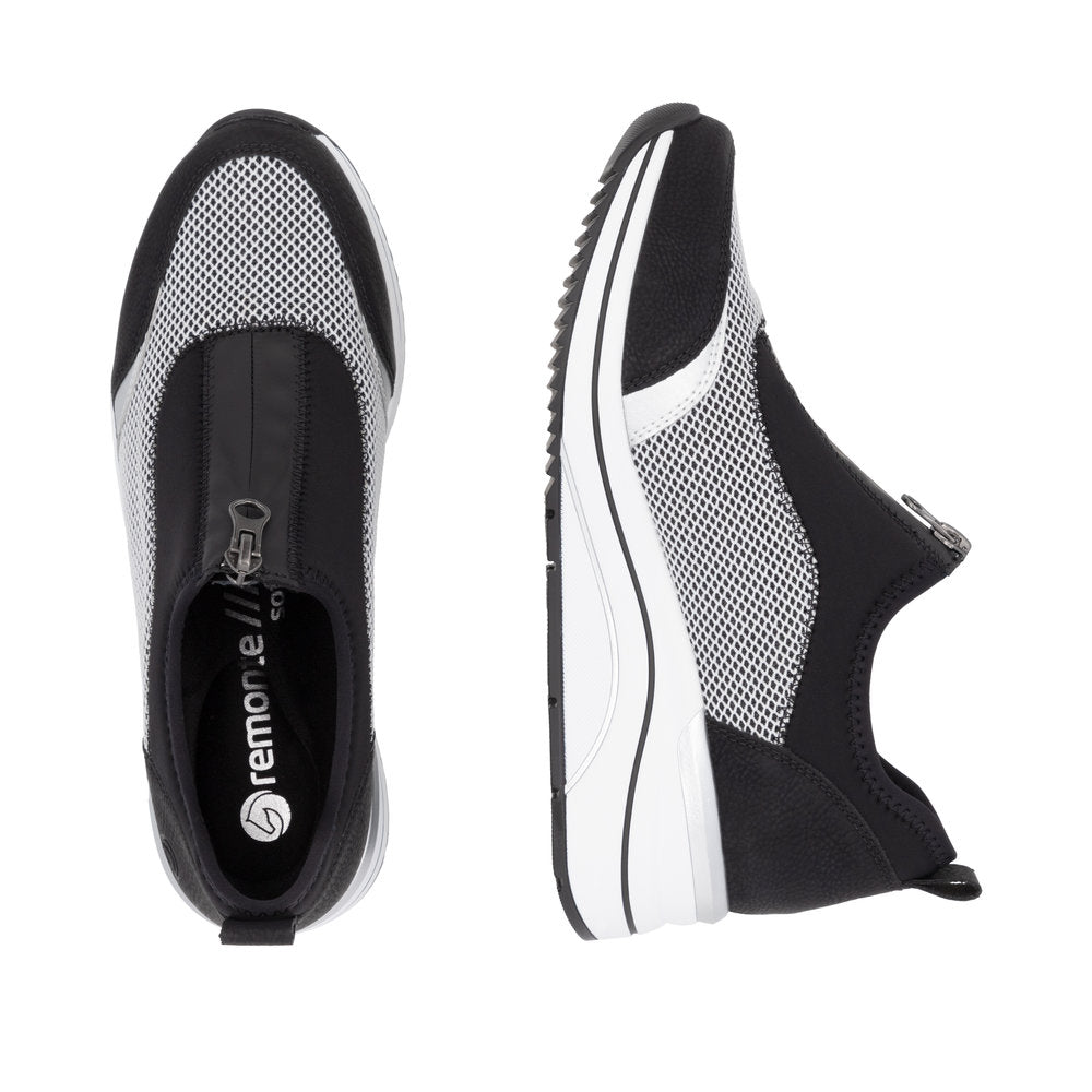 Remonte D0T08-03 Ladies Wide Black/Grey Elasticated Shoes