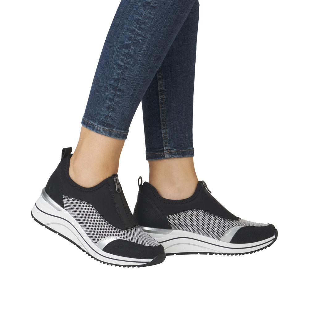 Remonte D0T08-03 Ladies Wide Black/Grey Elasticated Shoes