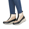 Remonte D0T71-60 Ladies Black & Cream Front Zip Ankle Boots
