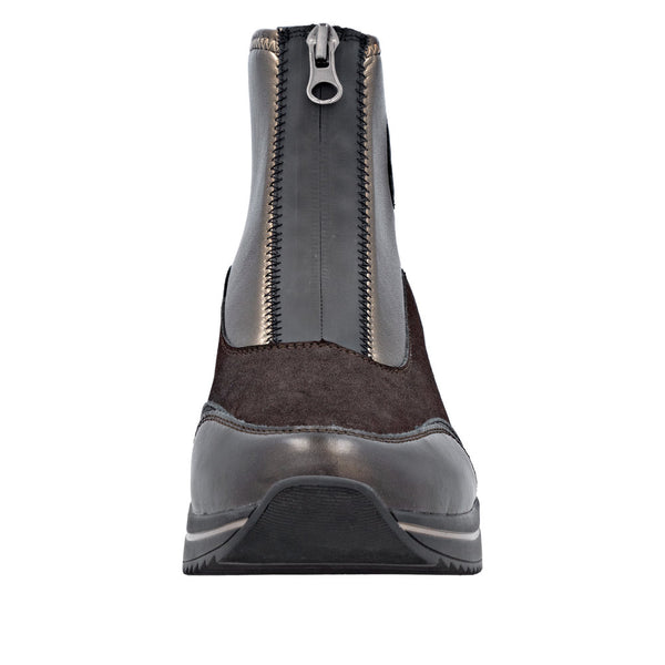 Remonte D0T78-90 Ladies Wide Metallic Vegan Front Zip Ankle Boots