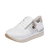 Remonte D1318-80 Ladies White Leather Zip & Lace Shoes