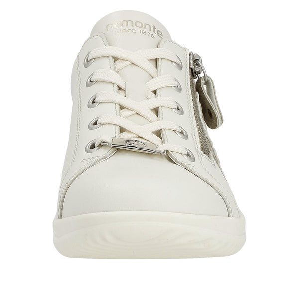 Remonte D1E00-80 Ladies White Leather Zip & Lace Shoes