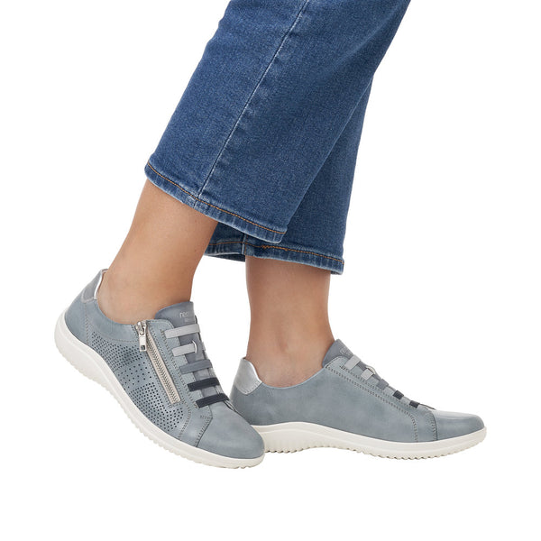 Remonte D1E02-14 Ladies Blue Leather Side Zip Shoes