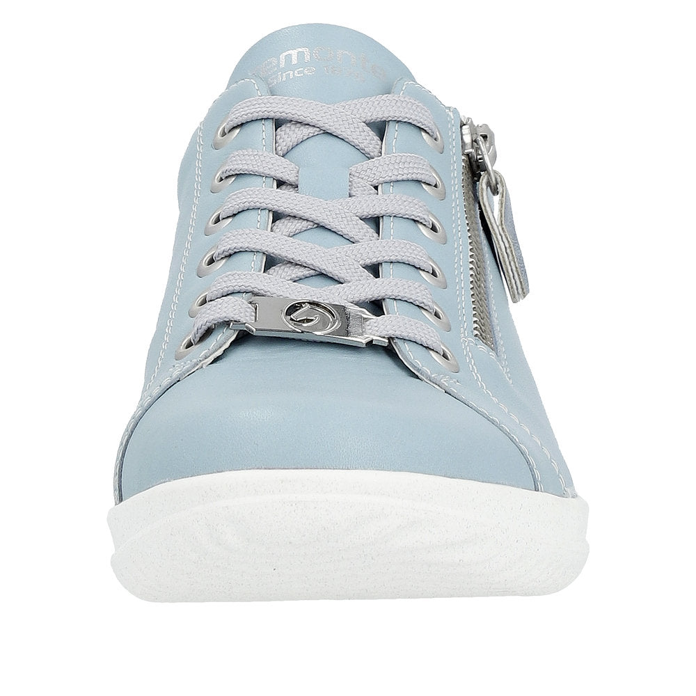 Remonte D1E03-10 Ladies Light Blue Leather Zip & Lace Shoes