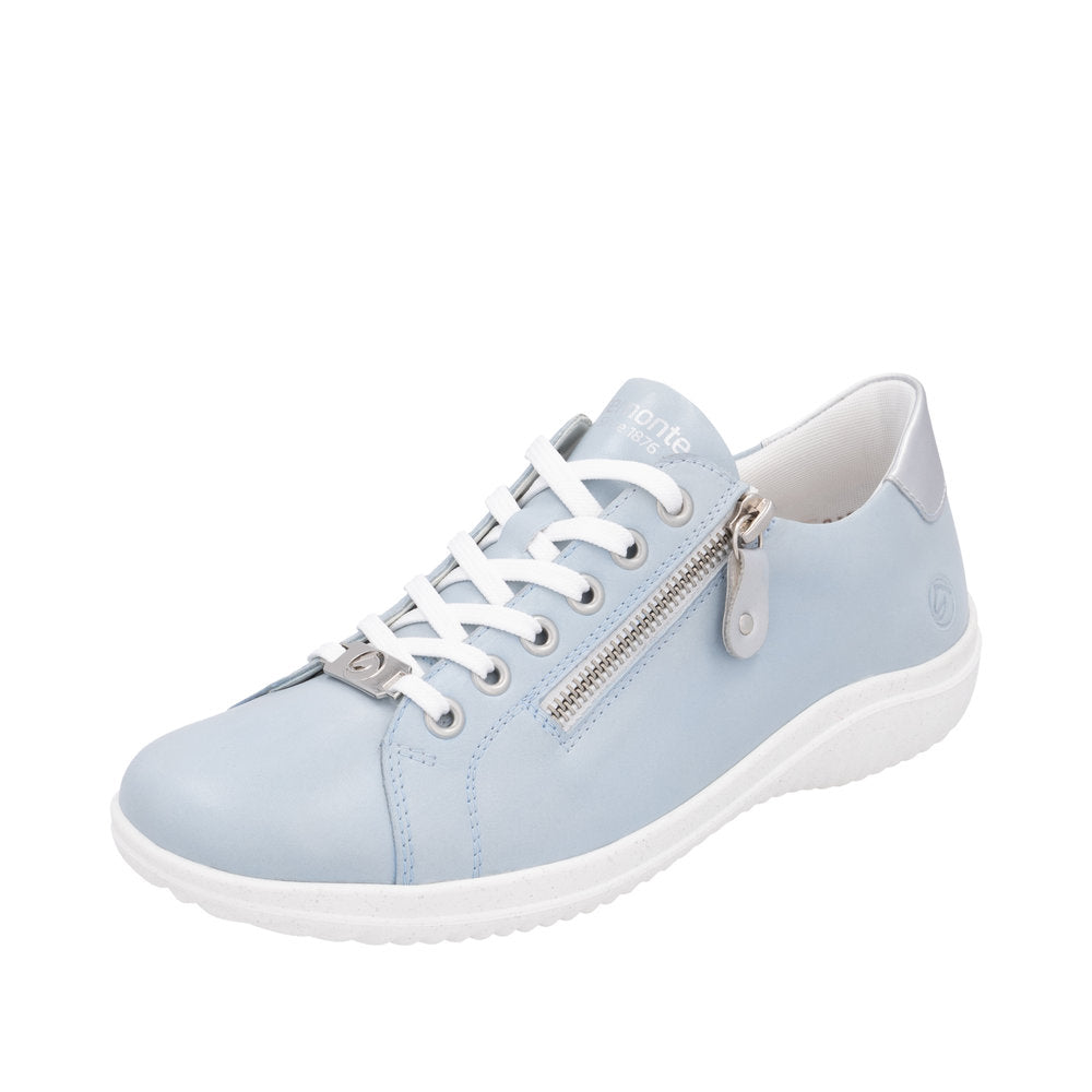 Remonte D1E03-13 Ladies Wide Blue Leather Zip & Lace Shoes
