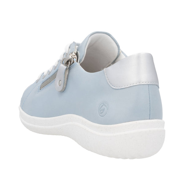 Remonte D1E03-13 Ladies Wide Blue Leather Zip & Lace Shoes
