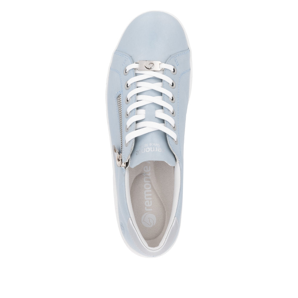 Remonte D1E03-13 Ladies Wide Blue Leather Zip & Lace Shoes