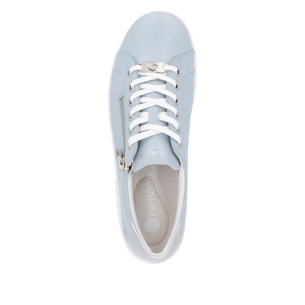 Remonte D1E03-13 Ladies Wide Blue Leather Zip & Lace Shoes