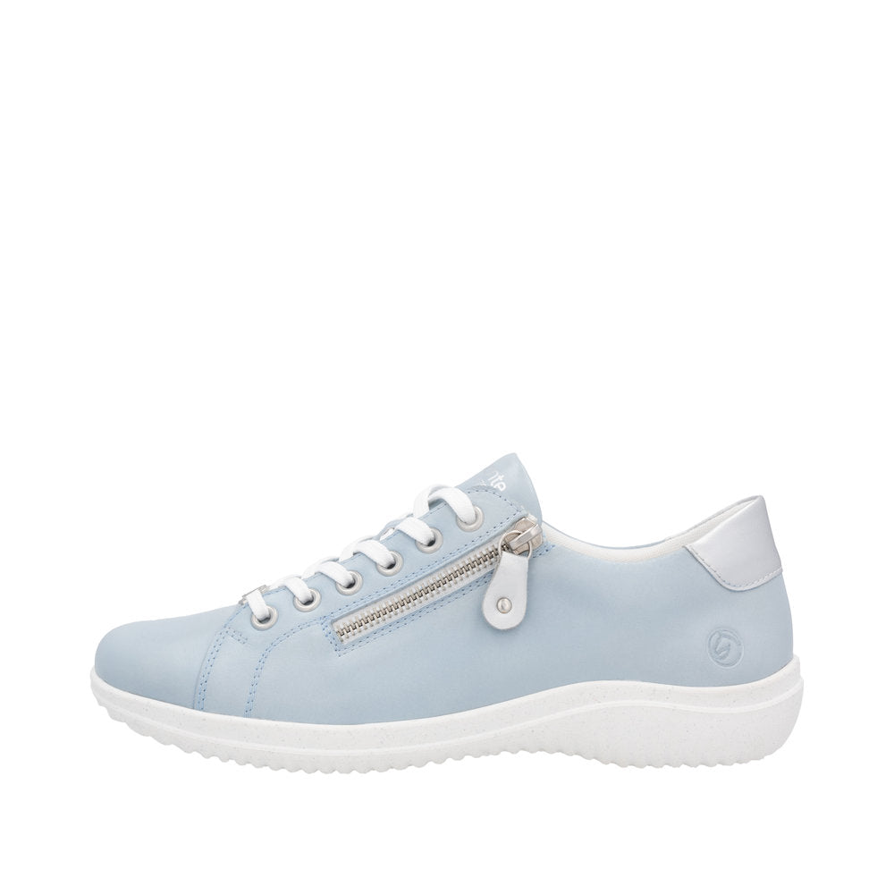 Remonte D1E03-13 Ladies Wide Blue Leather Zip & Lace Shoes