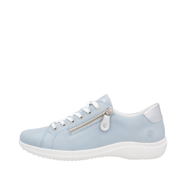 Remonte D1E03-13 Ladies Wide Blue Leather Zip & Lace Shoes