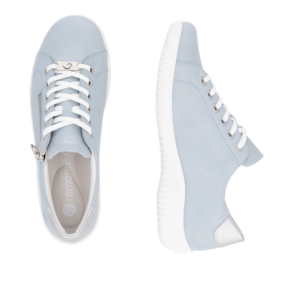 Remonte D1E03-13 Ladies Wide Blue Leather Zip & Lace Shoes