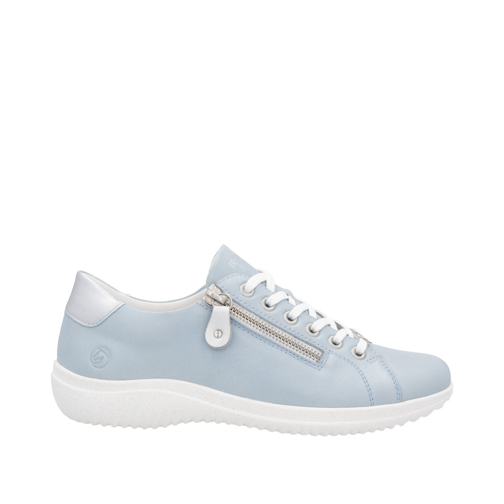 Remonte D1E03-13 Ladies Wide Blue Leather Zip & Lace Shoes