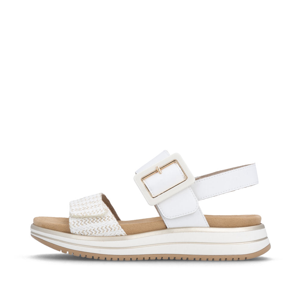 Remonte D1J53-81 Ladies White Leather Touch Fastening Sandals