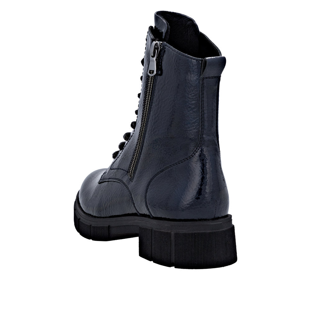 Remonte D2S72-14 Ladies Wide Midnight Vegan Zip & Lace Ankle Boots