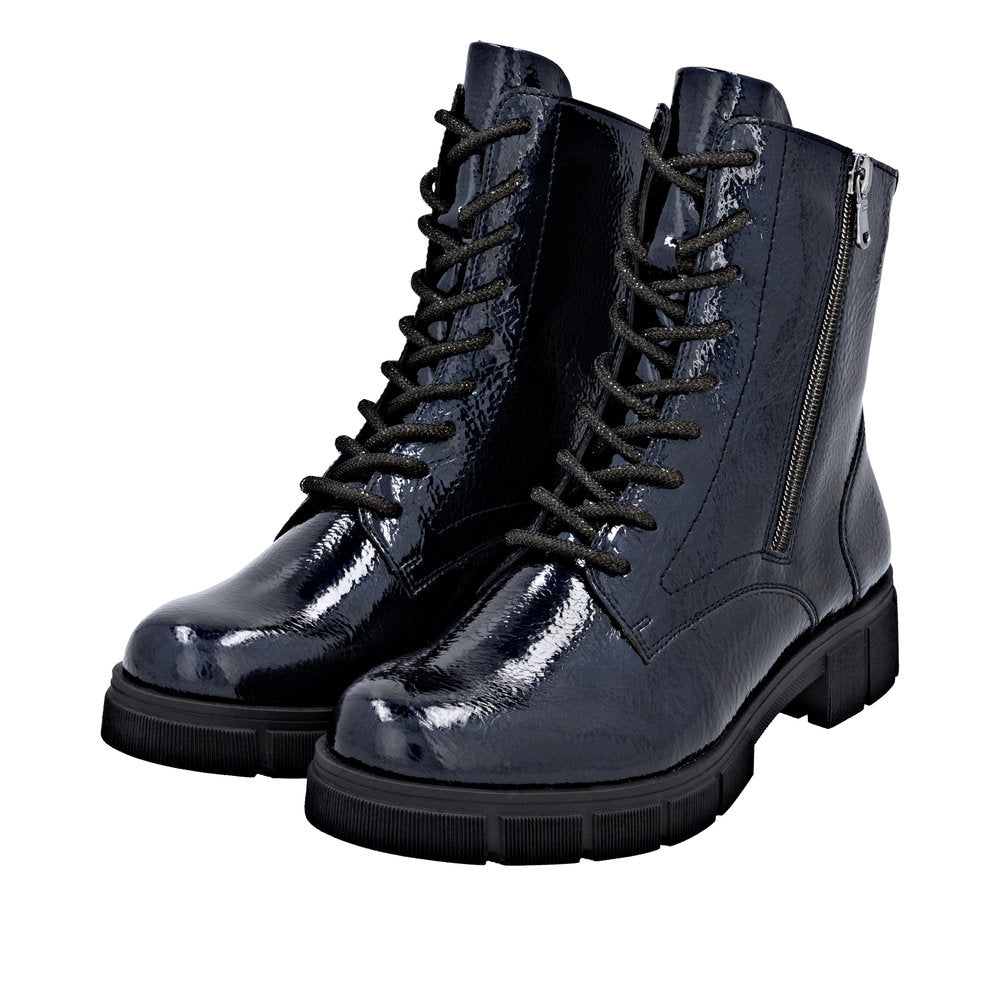 Remonte D2S72-14 Ladies Wide Midnight Vegan Zip & Lace Ankle Boots
