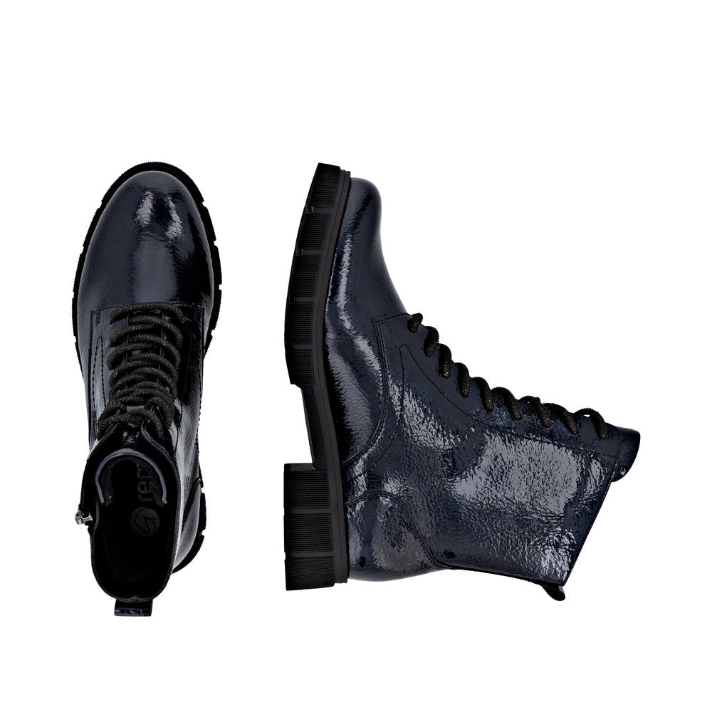 Remonte D2S72-14 Ladies Wide Midnight Vegan Zip & Lace Ankle Boots