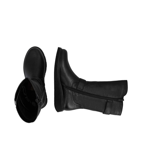 Remonte D3980-00 Ladies Wide Black Water Resistant Side Zip Mid-Calf Boots