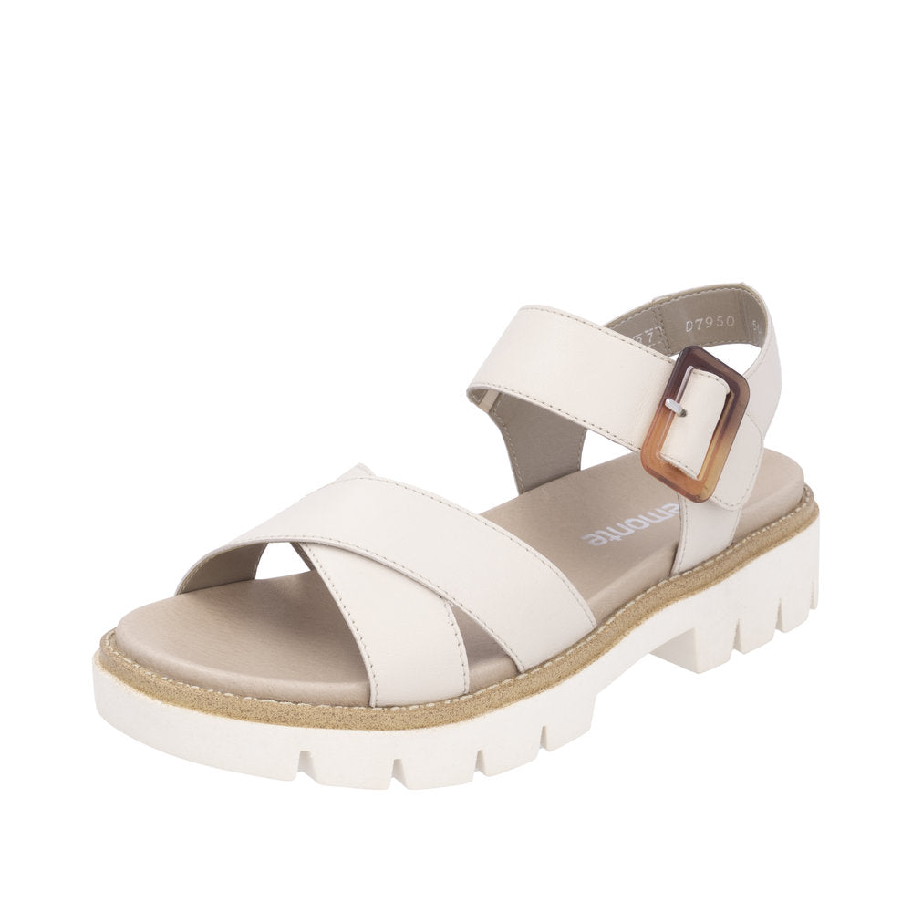 Remonte D7950-60 Ladies White Leather Touch Fastening Sandals