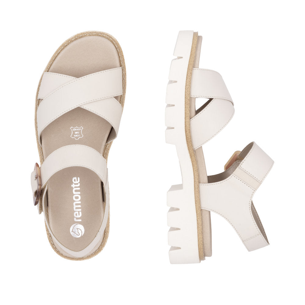 Remonte D7950-60 Ladies White Leather Touch Fastening Sandals